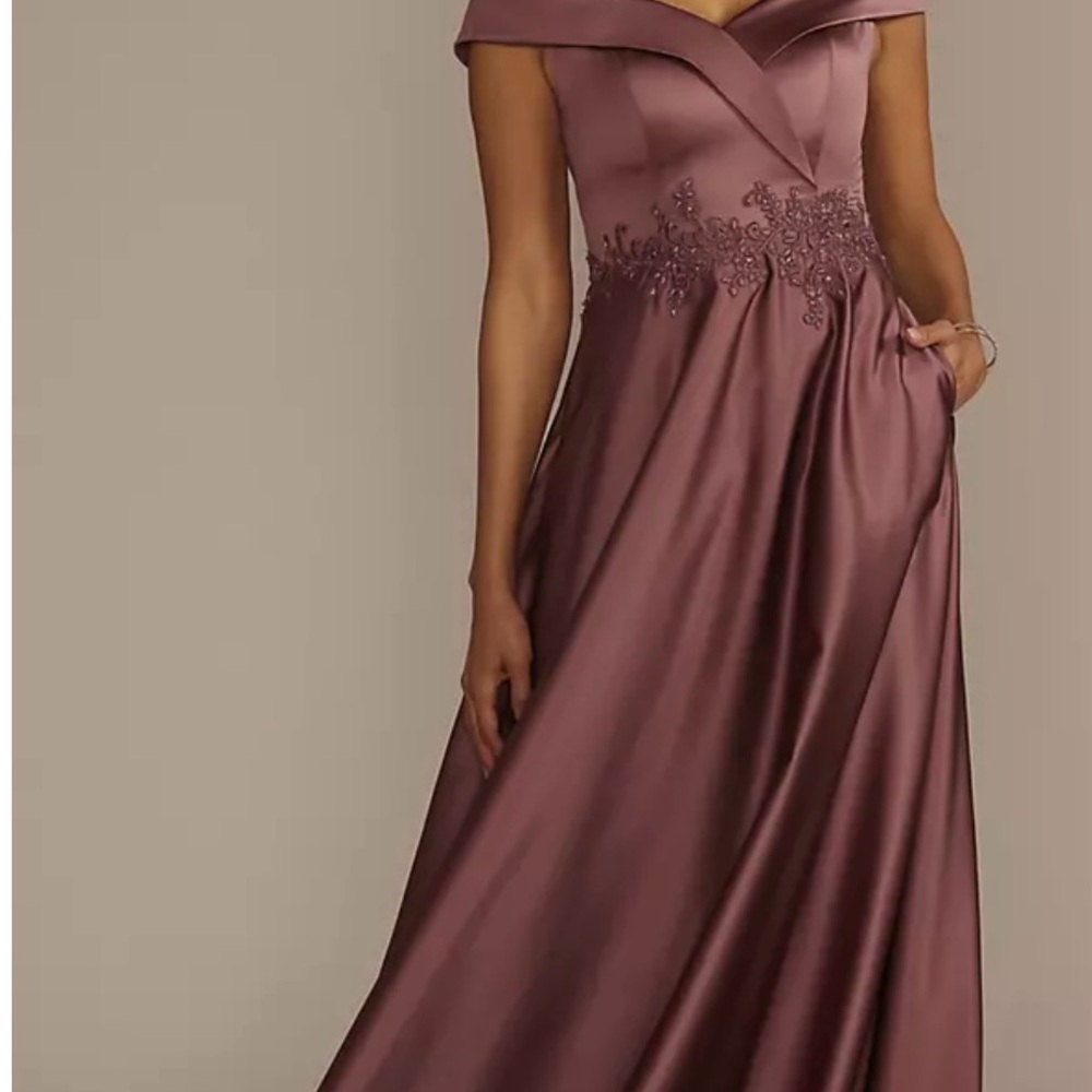Elegant Mauve Off-Shoulder Evening Gown